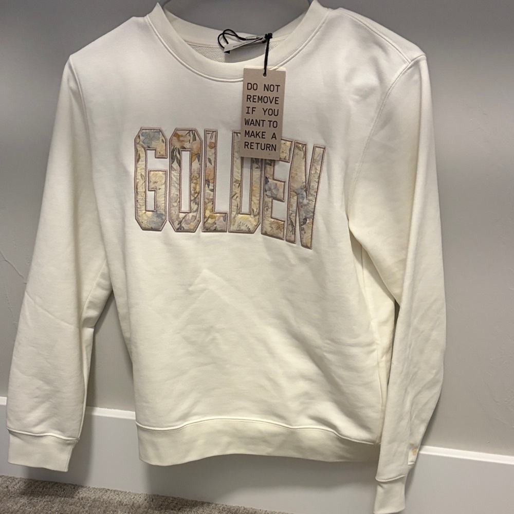 Golden Goose White Sweatshirt with GOLDEN Graphic